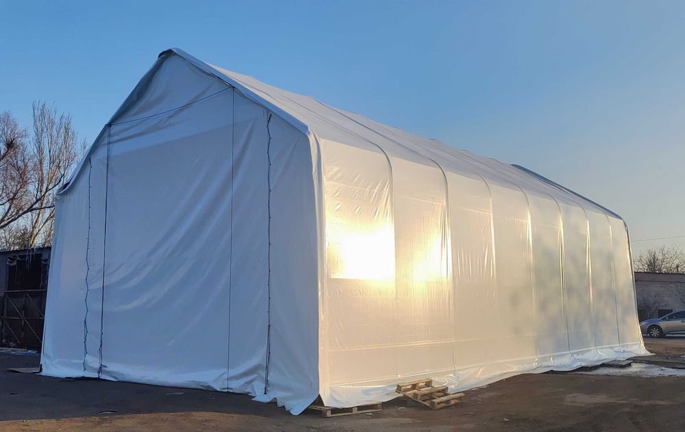 Промисловий тентовий ПВХ ангар від виробника 16.6х9.2х6.5 м | Для ремонту та зберігання техніки та вантажівок | Високі стіни, швидкий монтаж