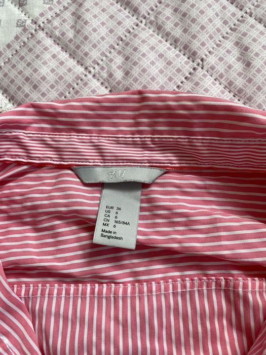 Różowa koszula w paseczki długi rękaw S 36 H&M