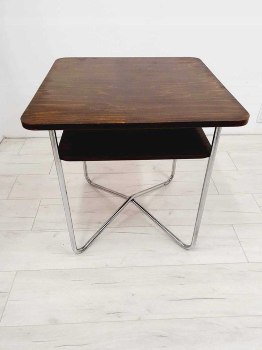 Stolik Art Deco Bauhaus Jindrich Halabala Chrom