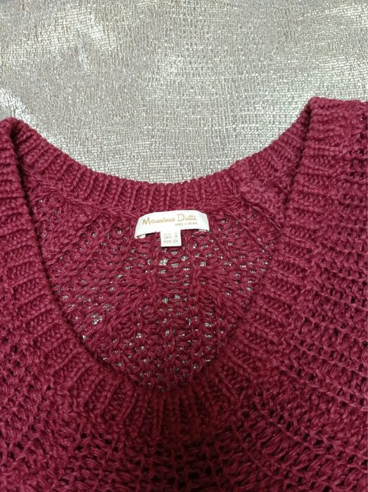 Burgundowy sweter Massimo Dutti