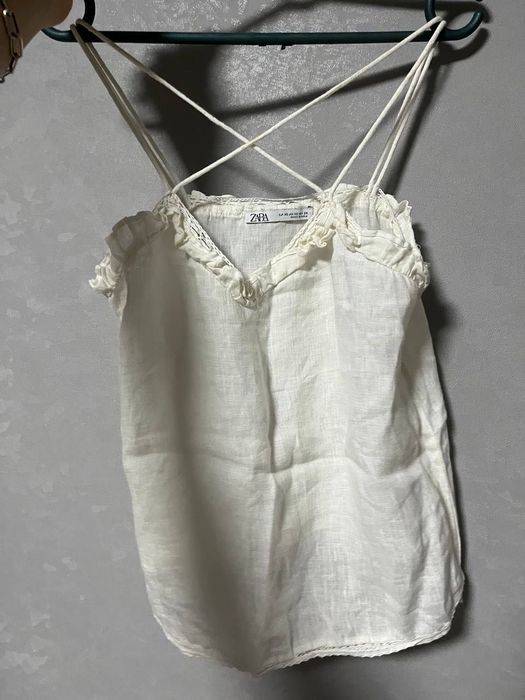 Zara майка льон біла жіноча