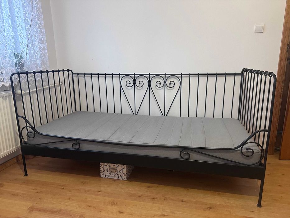 Łóżko pojedyncze metalowe z materacem 90x200