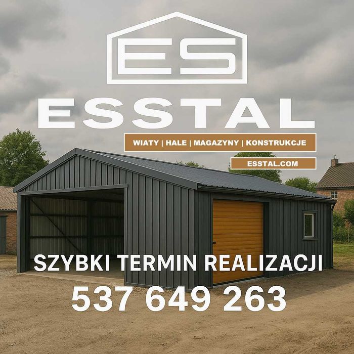 Garaż Blaszany RAL / DREWNOPODOBNY|SCHOWEK Wysoki Wjazd Hala –ESSTAL-