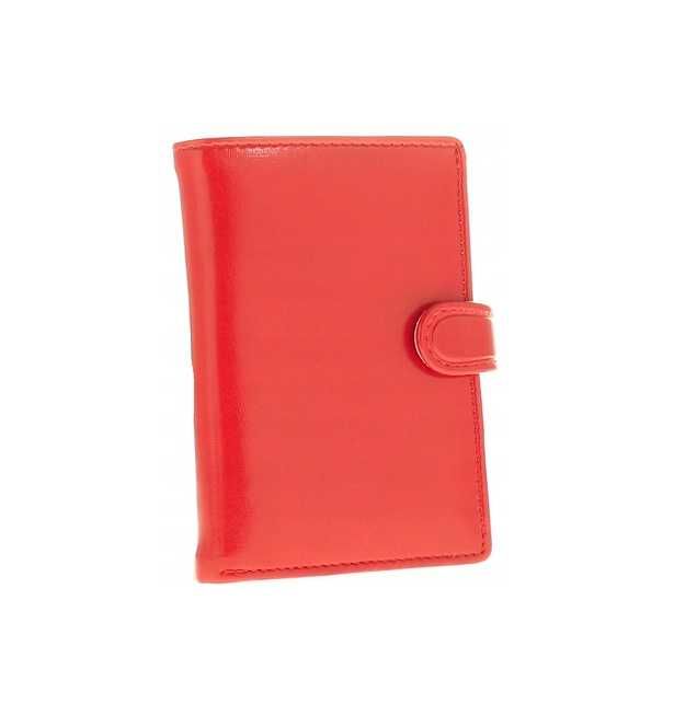 Skórzana okładka na dokumenty okładka na wizytówki czerwień RFID
