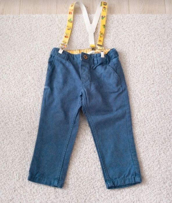 H&M spodnie z szelkami 74/80 jeans 9–12 mies.