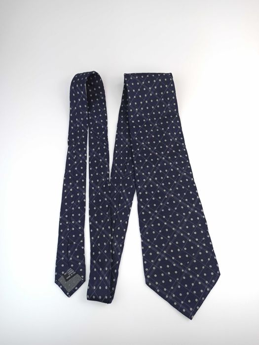 Gianfranco ferre granatowy jedwabny krawat w groszki wks07
