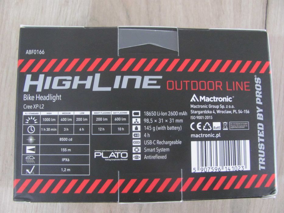 NOWA Lampa kolarska Cree XP-L2 Mactronic Highline 1000lm ABF0166