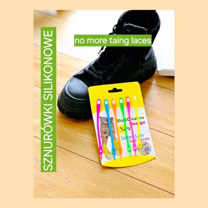 Silikonowe sznurówki no-tie – tęczowe, zakładasz raz, bez wiązania   u