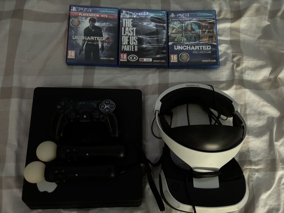 PlayStation 4 Slim + VR Headset + 4 Games + 2 Motion Controllers64171745402626120