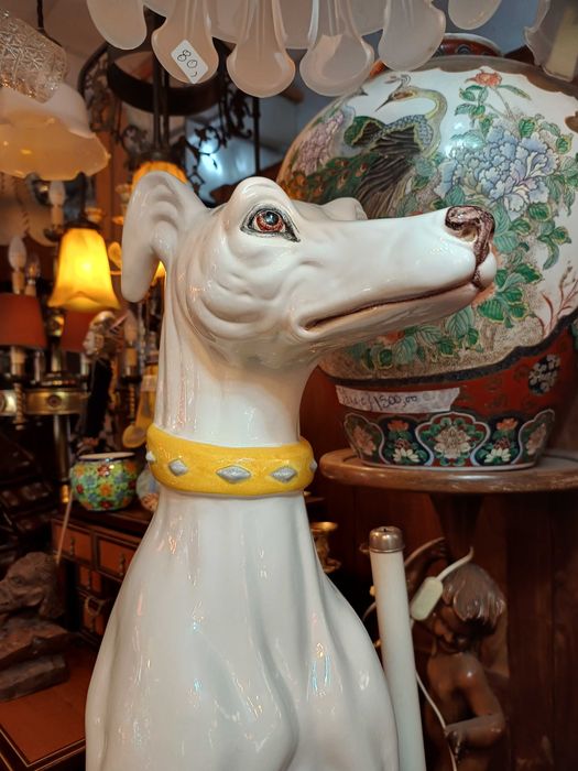 Escultura Italiana Galgo Cerâmica
