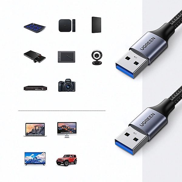 Ugreen kabel przewód Usb - Usb 3.0/5Gb/s 0.5m szary (us373)