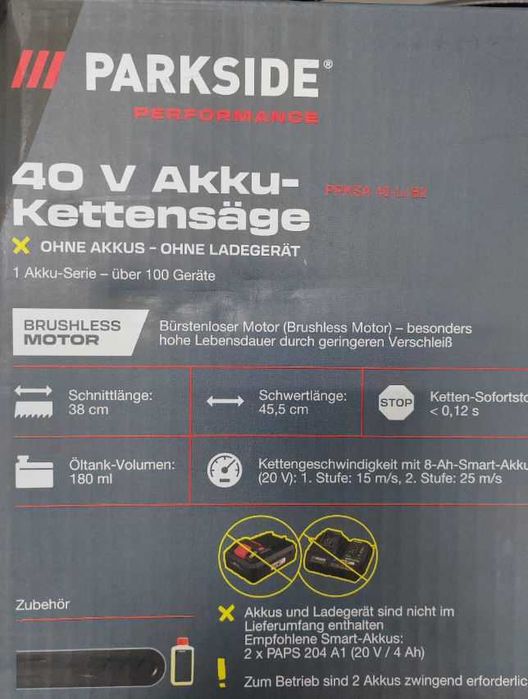 Parkside Perfomance PPKSA 40-Li B2 40V