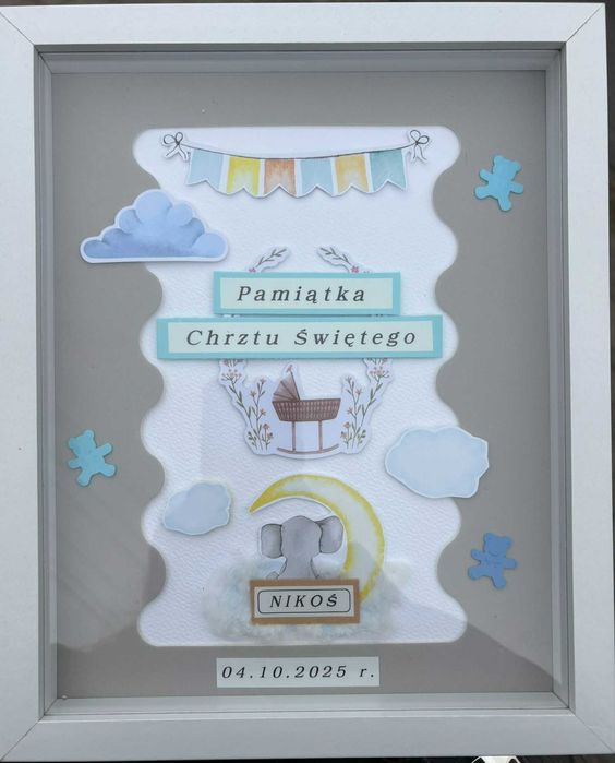 Ramka, pamiątka, obrazek, urodziny, chrzest, metryczka - dziecko - k/m