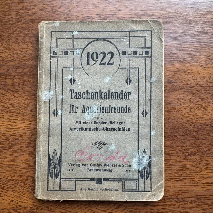 Kalendarz kieszonkowy dla miłośników akwarystyki 1922 rok