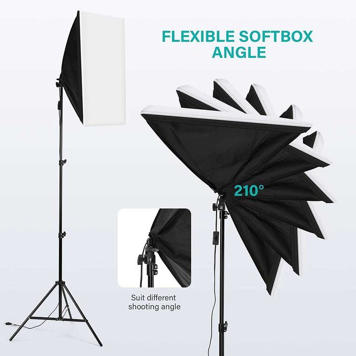 Iluminação estúdio LED kit 2 softboxes extensíveis bicolor com comando