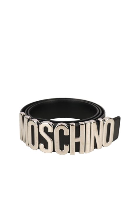 Pasek damski Moschino, czarny, skórzany, pas biodrowy, skórzany pasek ZBH1288