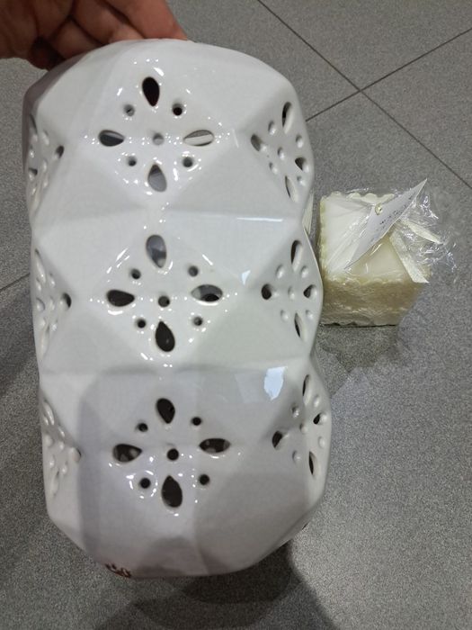 Лампа декоративна керамічна з свічкою