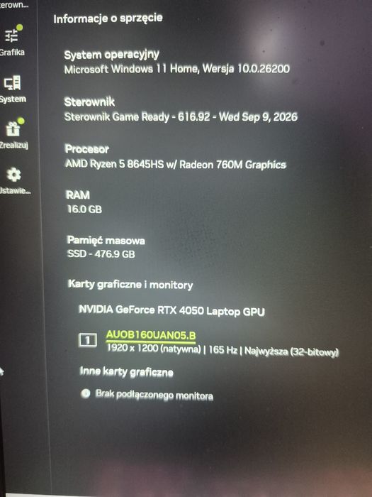 Laptop gamingowy acer nitro 16