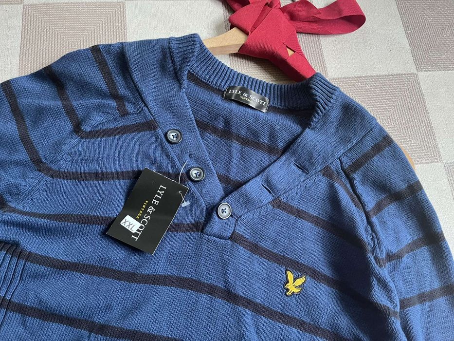 Lyle & Scott sweterek luksusowy paski S/M cotton 100% nowy