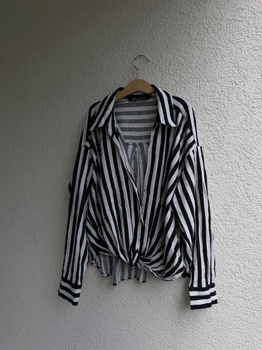 Lniana koszula w paski zara S