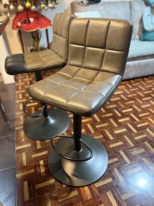 Conjunto de 2 bancos ajustáveis cinza