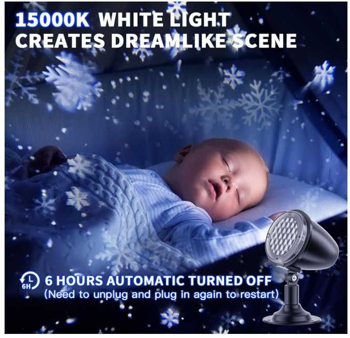 Projektor świąteczny LED CHILCEW wzór śnieżynki 2 sztuki