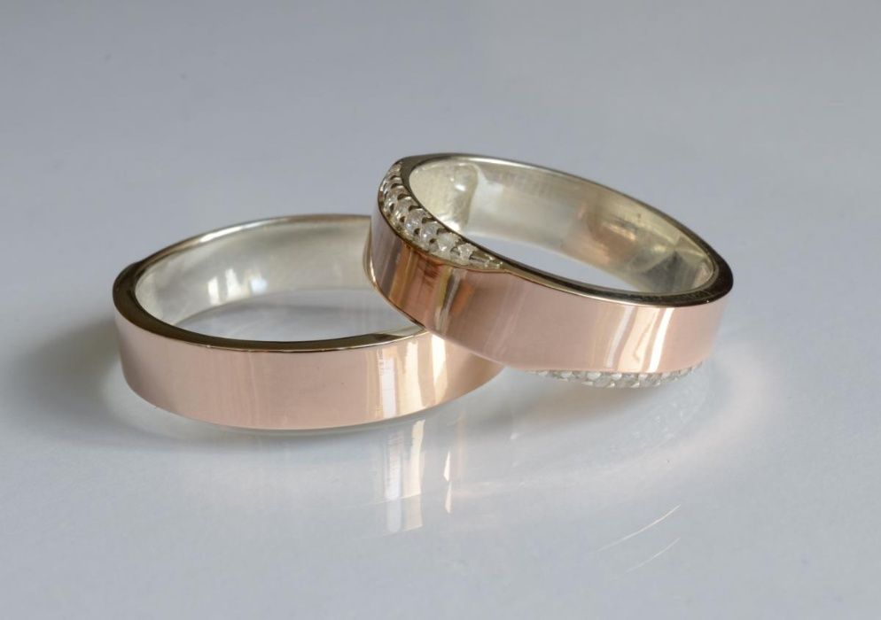 Обручальное кольцо.Обручка. Серебро с Золотой Пластиной .Пара. Топ