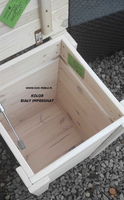 Taboret z Pojemnikiem Pufa Skrzynia 40x40x50 KOLOR BIAŁY IMPREGNAT MAT