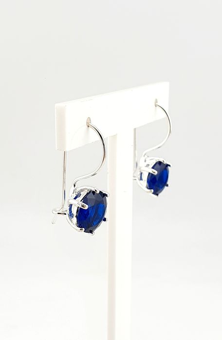 Kolczyki srebrne 925 z szafirową dużą 10mm cyrkonią