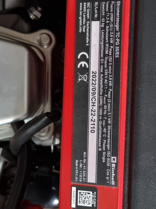 Гнератор Einhell 3.1 кв мак 2.7 ном