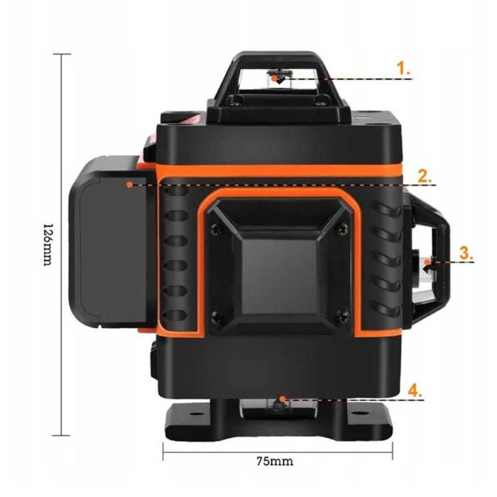 Profesjonalny LASER KRZYŻOWY akcesoria ZESTAW poziomica 16 lini PRO