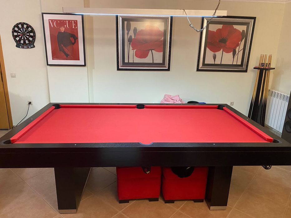 mesa snooker + bolas + 4 banquetas