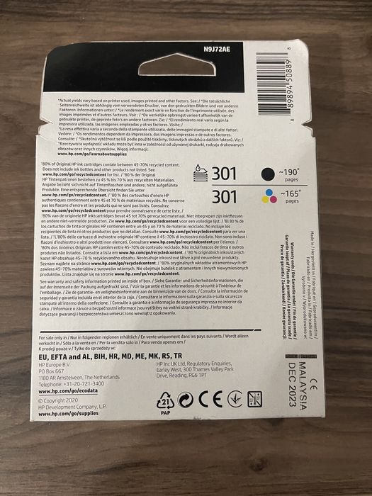 Tinteiros Originais HP 301 - Preto e Cores