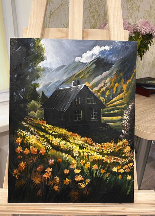 Картина маслом "Тишина среди холмов"