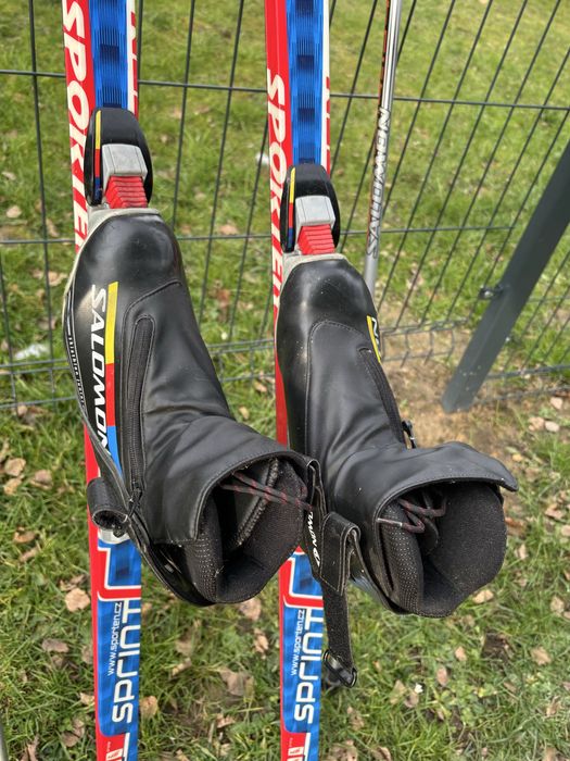 komplet narty biegowe, buty salomon 38, kijki 120cm