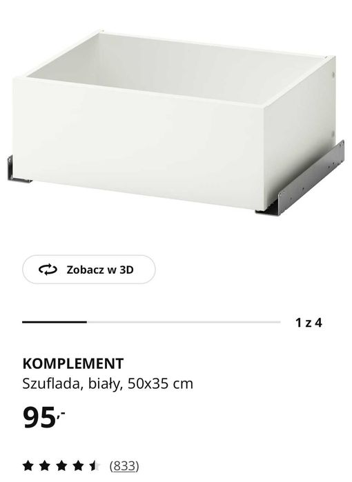 Ikea Szuflada Komplement Biała 50x35