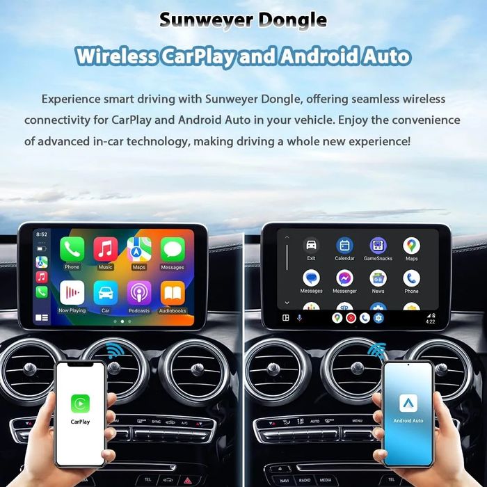 Bezprzewodowy adapter CarPlay i Android Auto Sunweyer 2024