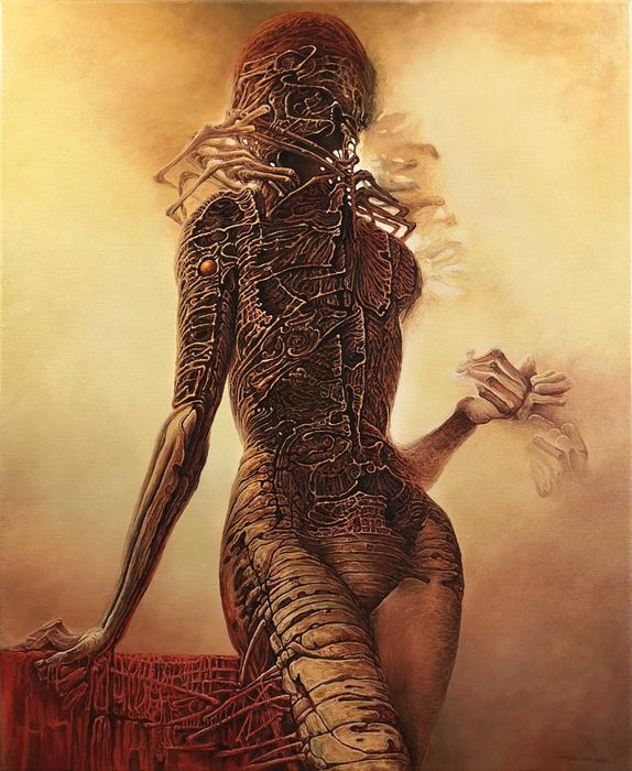 braz olejny malowany na płótnie, abstrakcja, surrealizm