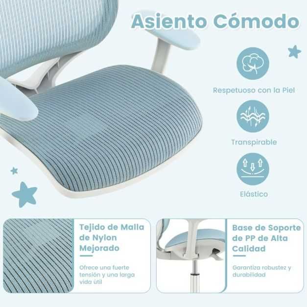 Cadeira giratória de secretária para criança Azul NOVA