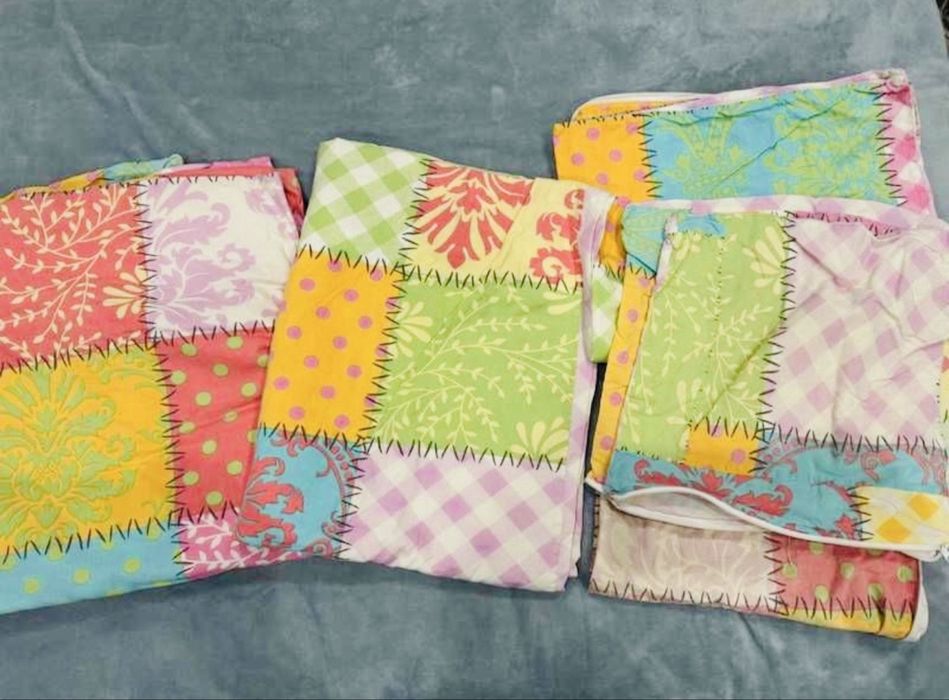 Komplet pościeli patchworkowej różowa kolorowa 2 poszwy razem 6 el