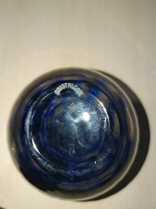 Vaso de Vidro Artístico Italiano Cristalcor – Azul Meia-Noite com Deta