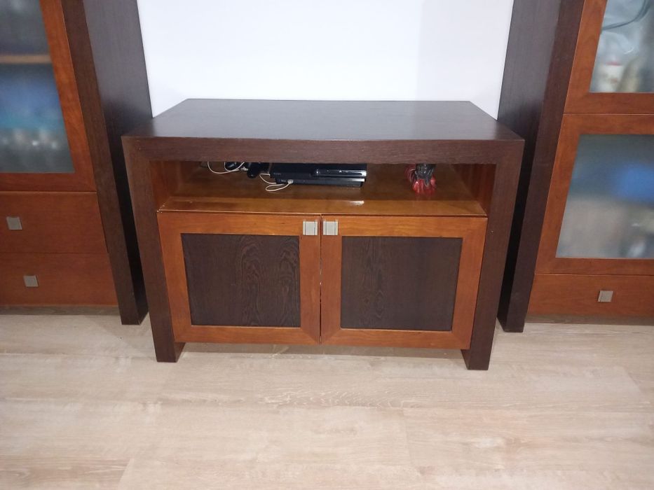 Mobília de sala completa em mogno e cerejeira com 3 sofás,2 em pele e