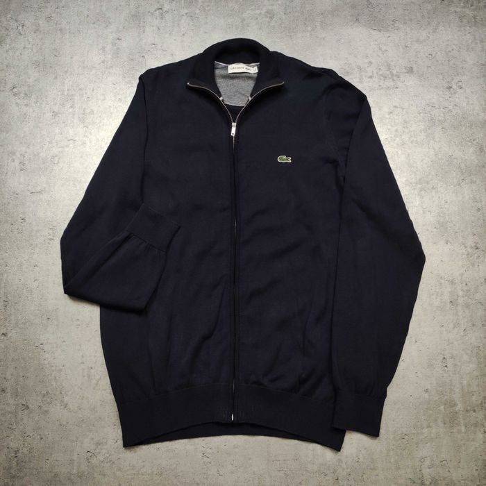 MĘSKI PREMIUM Sweter Elegancki Bluza Suwak Lacoste France Granat Haft