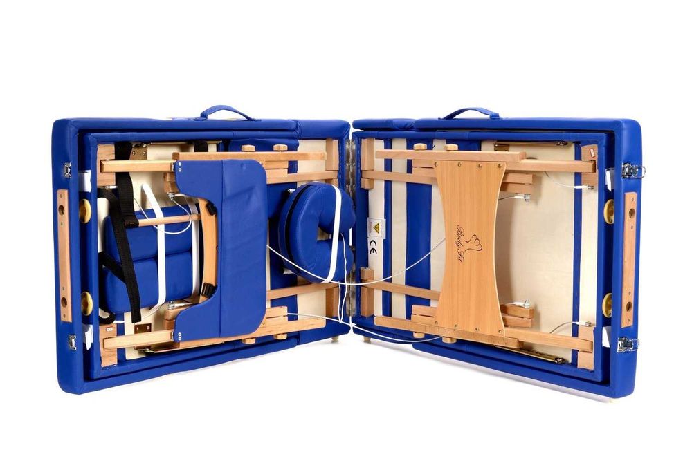 Łóżko do masażu 4-segmentowe drewniane niebieskie/TYLKO WYSYŁKA