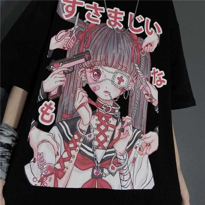 T-shirt Anime Grunge Harajuku Hikigawa - S