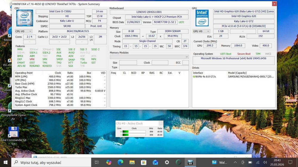 Biznesowy ThinkPad T470s Intel i5-7th/8GbDDR/256SSD/DOTYK/BateriaOK