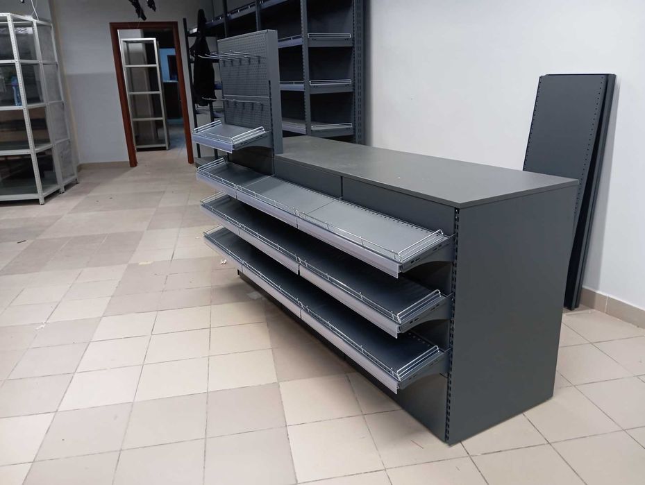 Торговые стеллажи. Кассовые боксы. В магазин супермаркет минимаркет