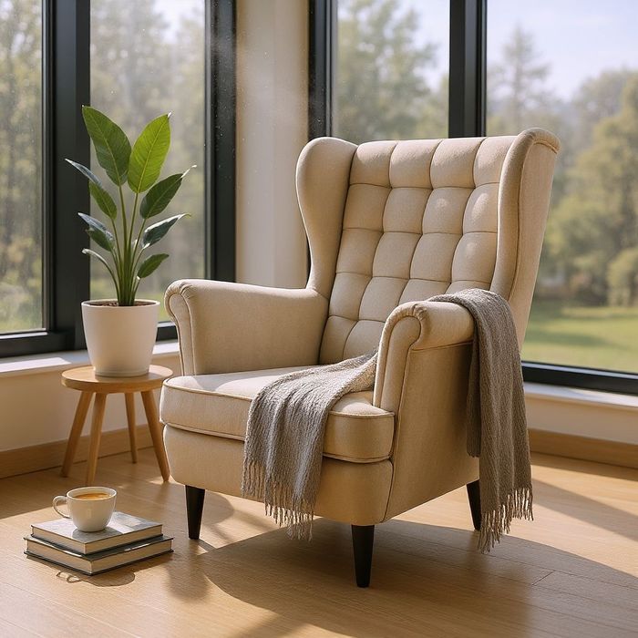 Fotel uszak.  Pikowany. Profilowane Oparcie.  Pianka HR-40