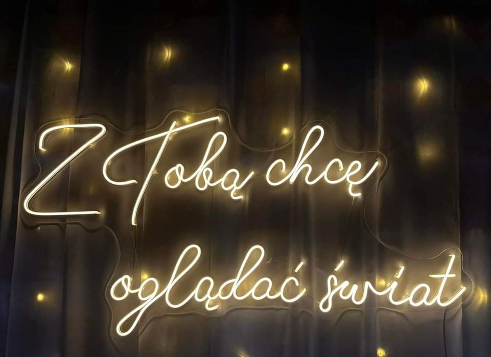 Napis led Ja Ciebie też, bardzo led flex ledon ślub wesele