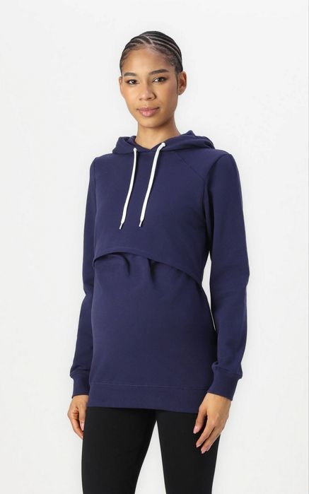 Bluza Ciążowa i do Karmienia 2w1 | Granatowa | Rozmiar XL | Bawełna